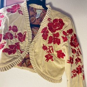 Odille Anthropologie embroidered bolero